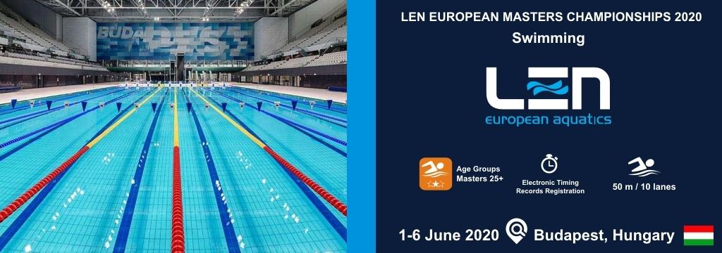 LEN European Masters Swimming Championships 2020, www.swim.by, European Masters Swimming Championships Budapest 2020, Swim.by